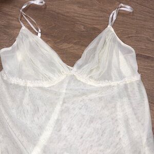 Vintage small ivory dainty floral embroidered slip